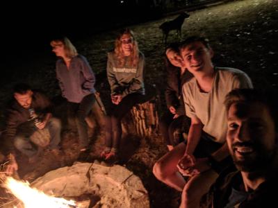 Gathering around a campfire
