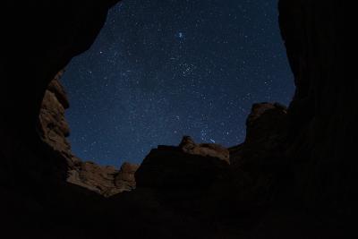 Looking up from the canyon floor at the stars