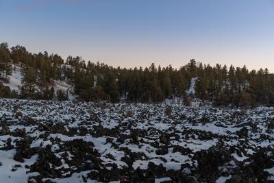 Snow-covered lava fields of El Malpais