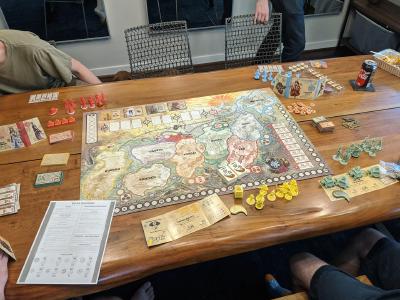 A board game laid out and ready to play