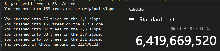 Program output showing incorrect multiplication