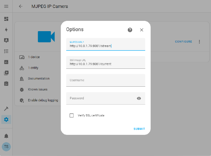 MJPEG IP Camera setup