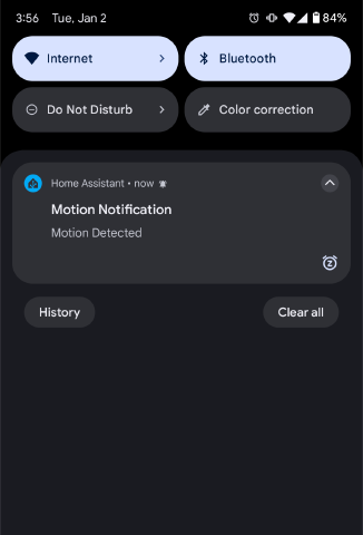 Android notification drawer showing an alert